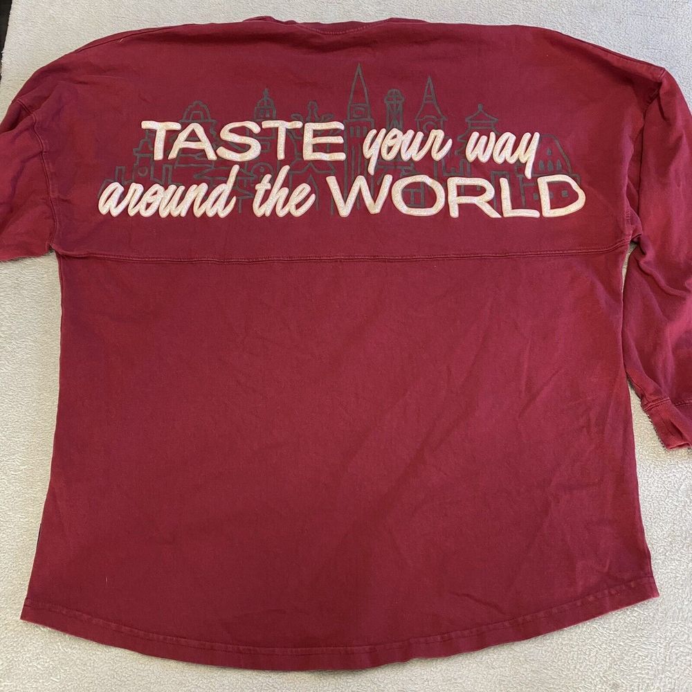 Disney Spirit Jersey Large Maroon 2018 Epcot Food & Wine Festival Sparkle Letter